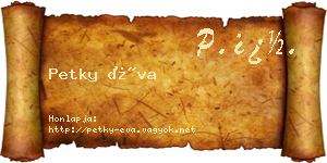 Petky Éva névjegykártya